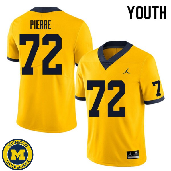 Youth Michigan Wolverines #72 Elijah Pierre Yellow Replica Jersey